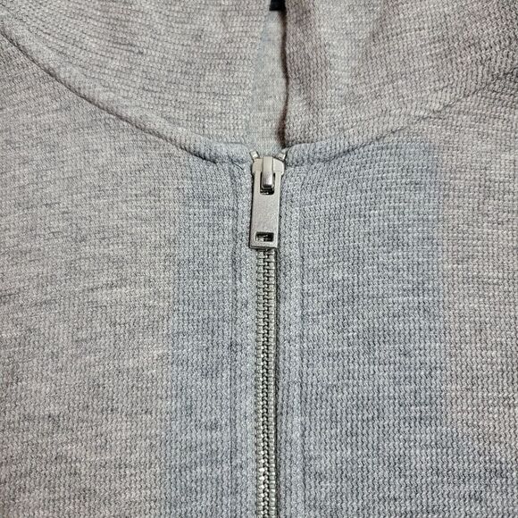 Theory Myhlo Hoodie Mens Size XL  Waffle-Knit Gray Cotton-Blend  2 Way  Zip-Up - Picture 5 of 10